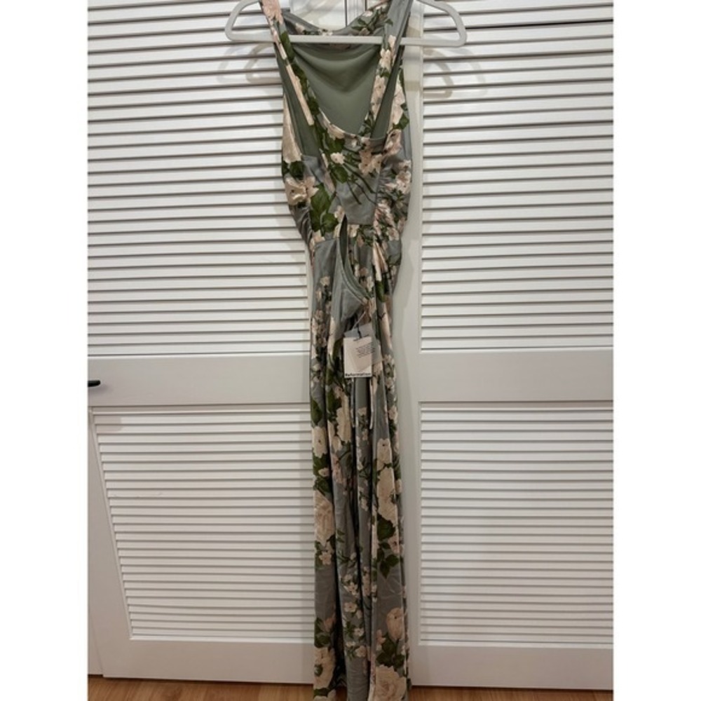 Reformation Anaiis Silk Dress in Tarragon Green White Floral Maxi New w/Tags - Picture 10 of 10
